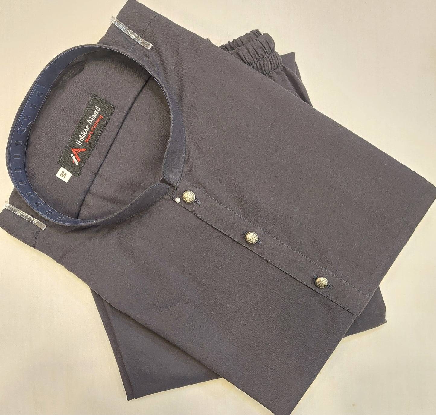 Charcoal Grey - Kurta Pajama - Egyptian Cotton - Fabric