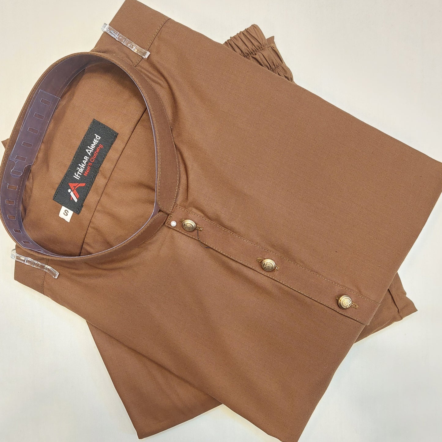 Brown - Kurta Pajama - Egyptian Cotton - Fabric