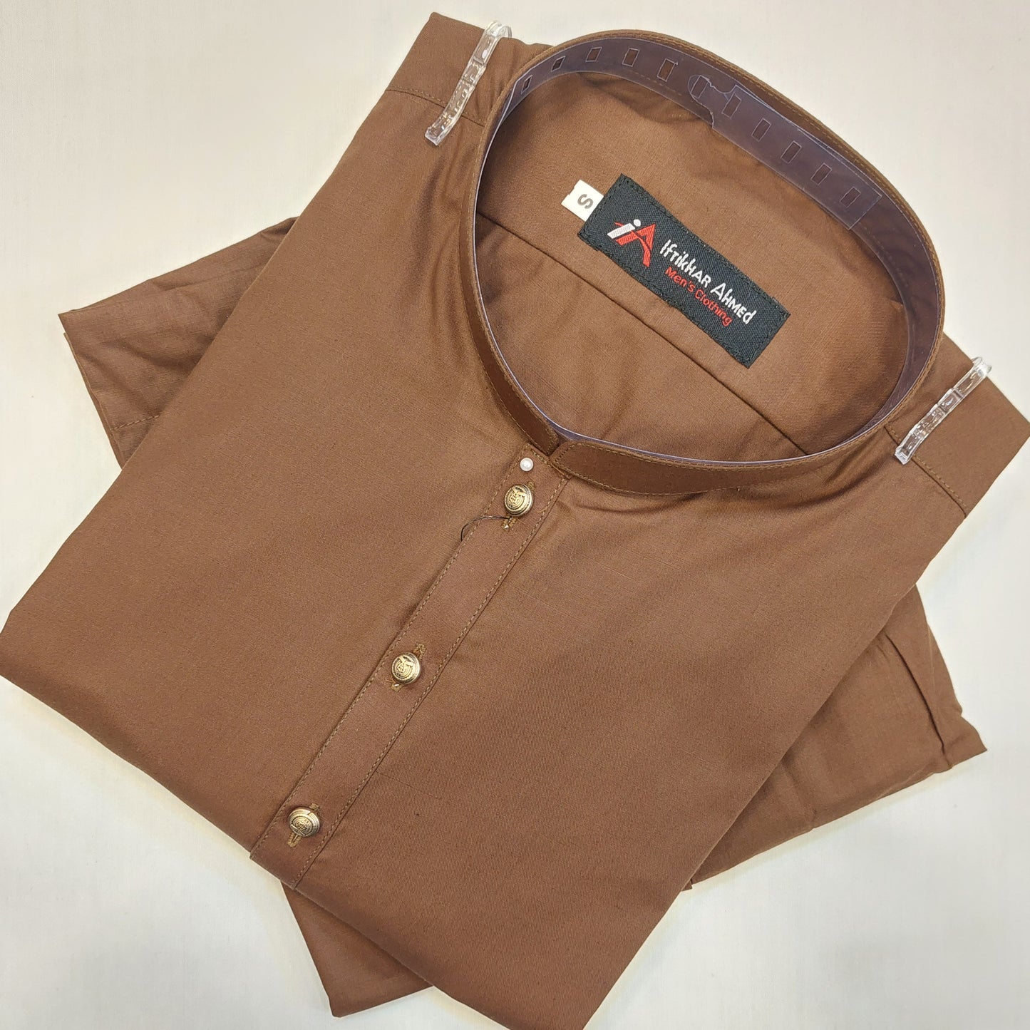 Brown - Kurta Pajama - Egyptian Cotton - Fabric