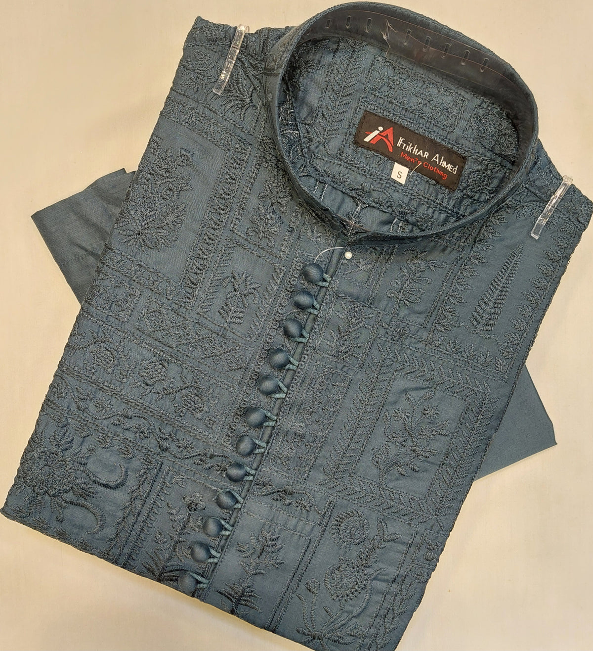Malaysian Grey - Kurta Pajama - Masoori Work - Cotton Silk Fabric