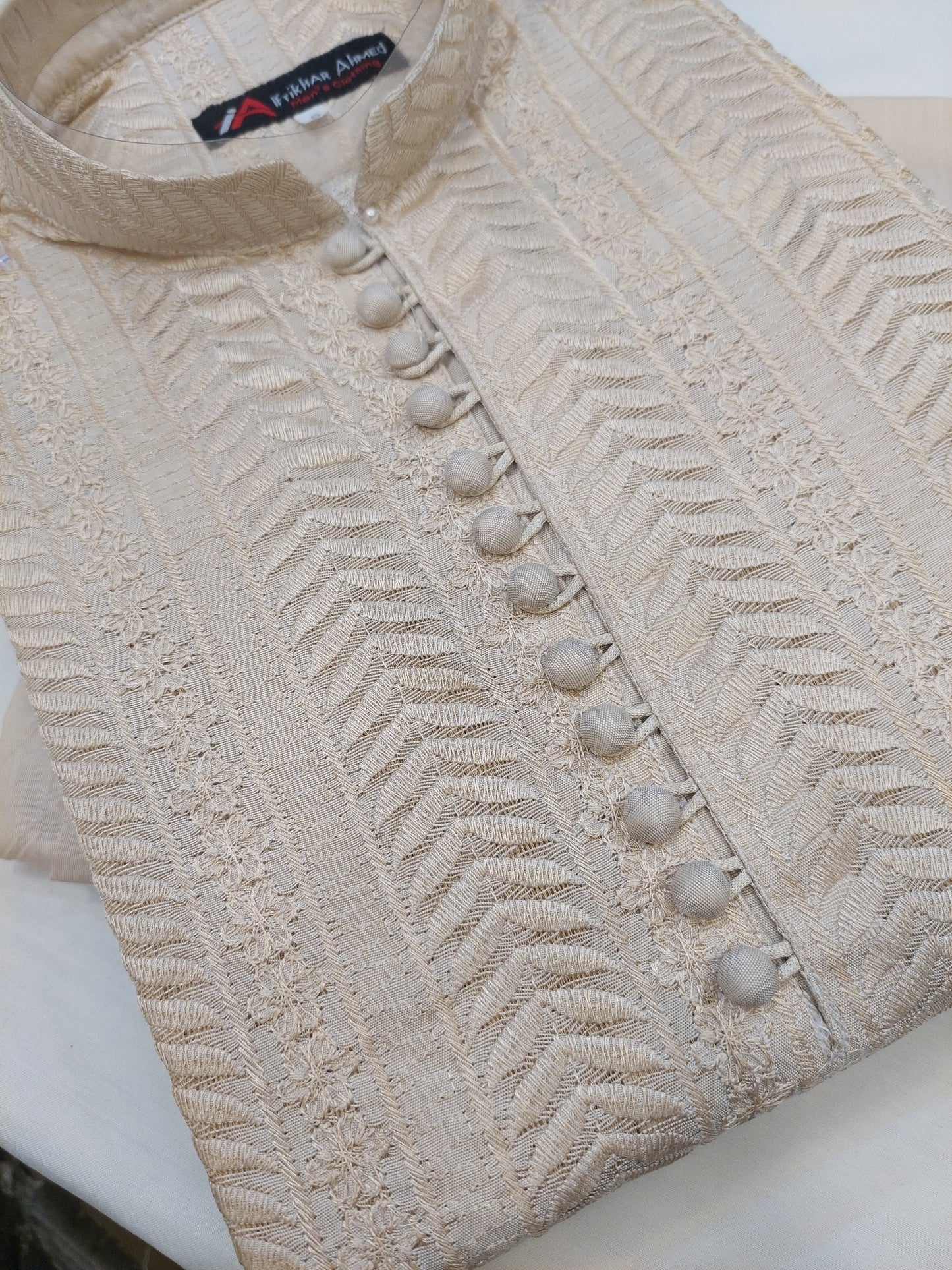 Light Beige - Kurta Pajama - Masoori Work - Cotton Silk Fabric