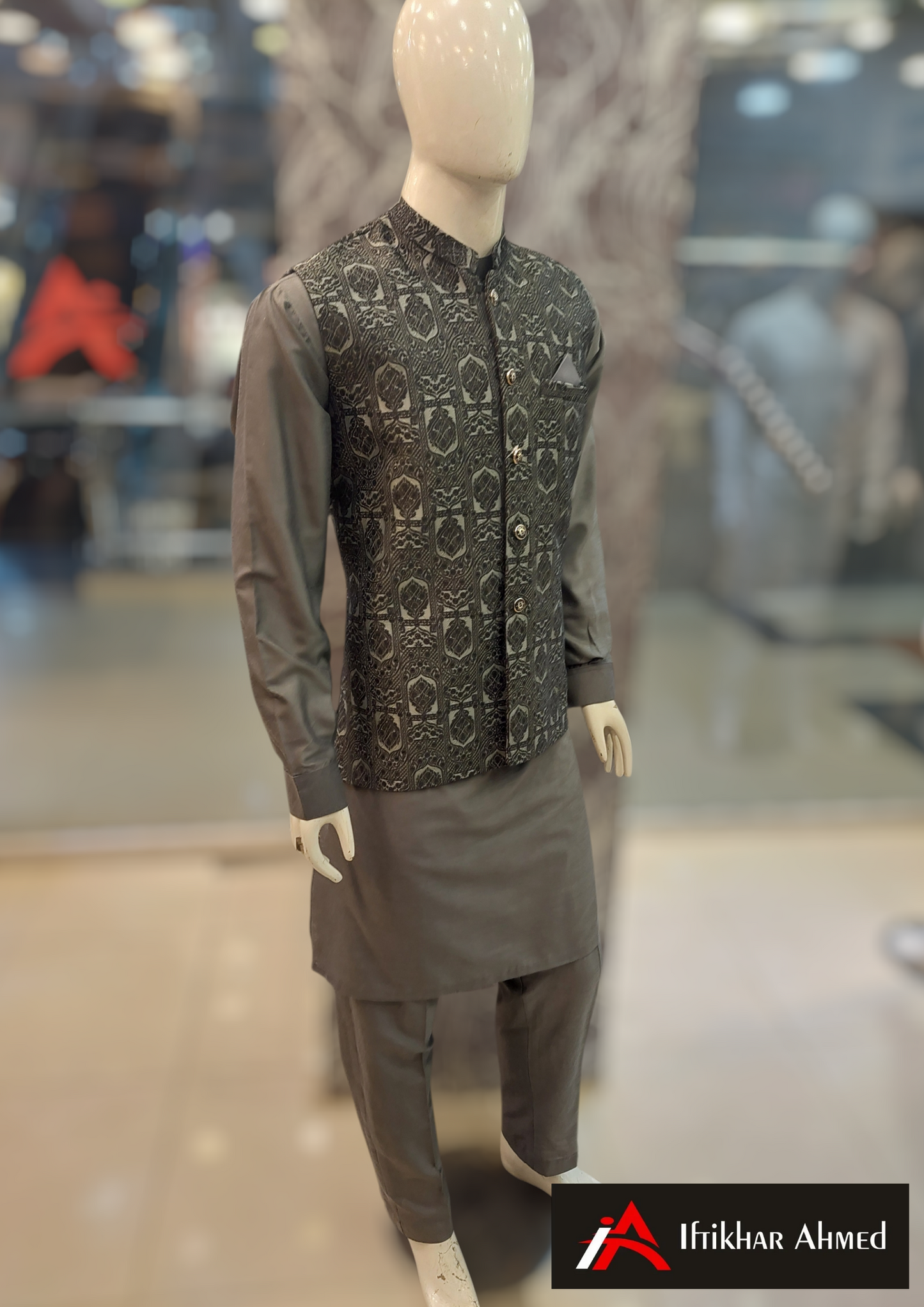Grey with Black Embroidery - Waist Coat – MDC Fabric