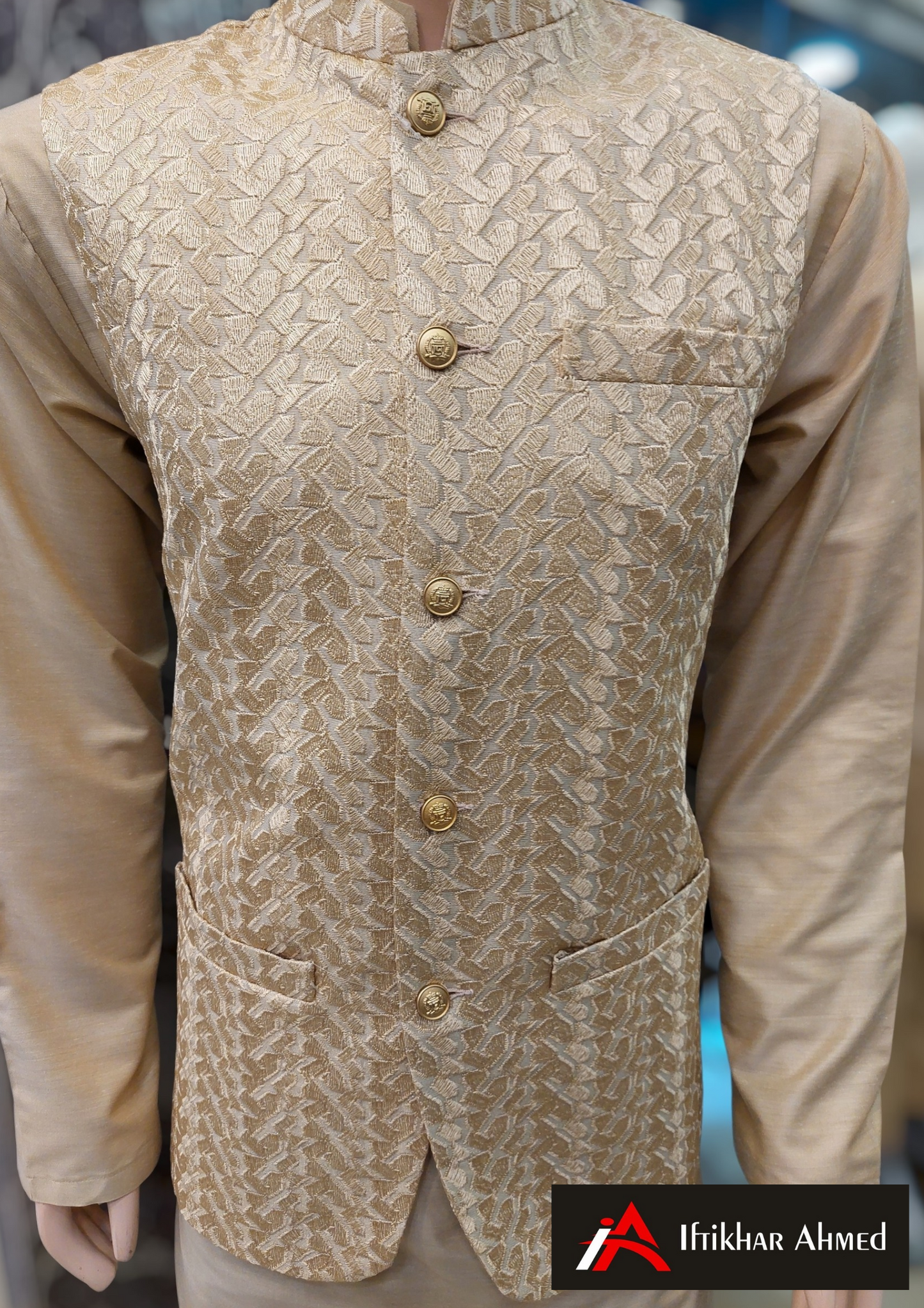 Light Fawn with Fawn Embroidery - Waist Coat – Masoori Fabric
