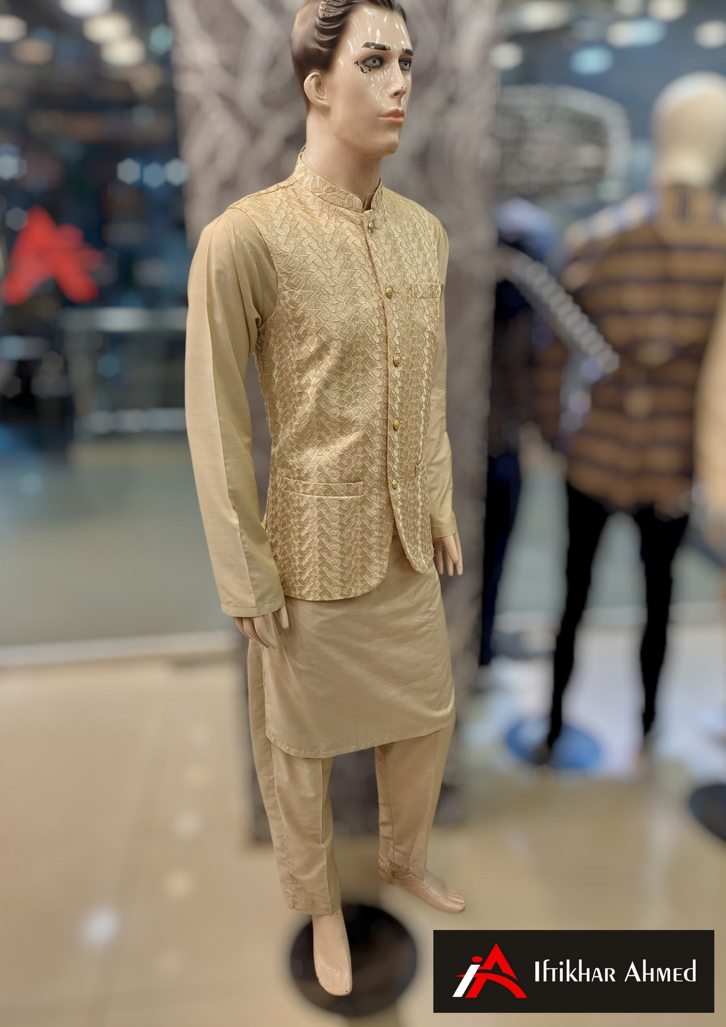 Light Fawn with Fawn Embroidery - Waist Coat – Masoori Fabric