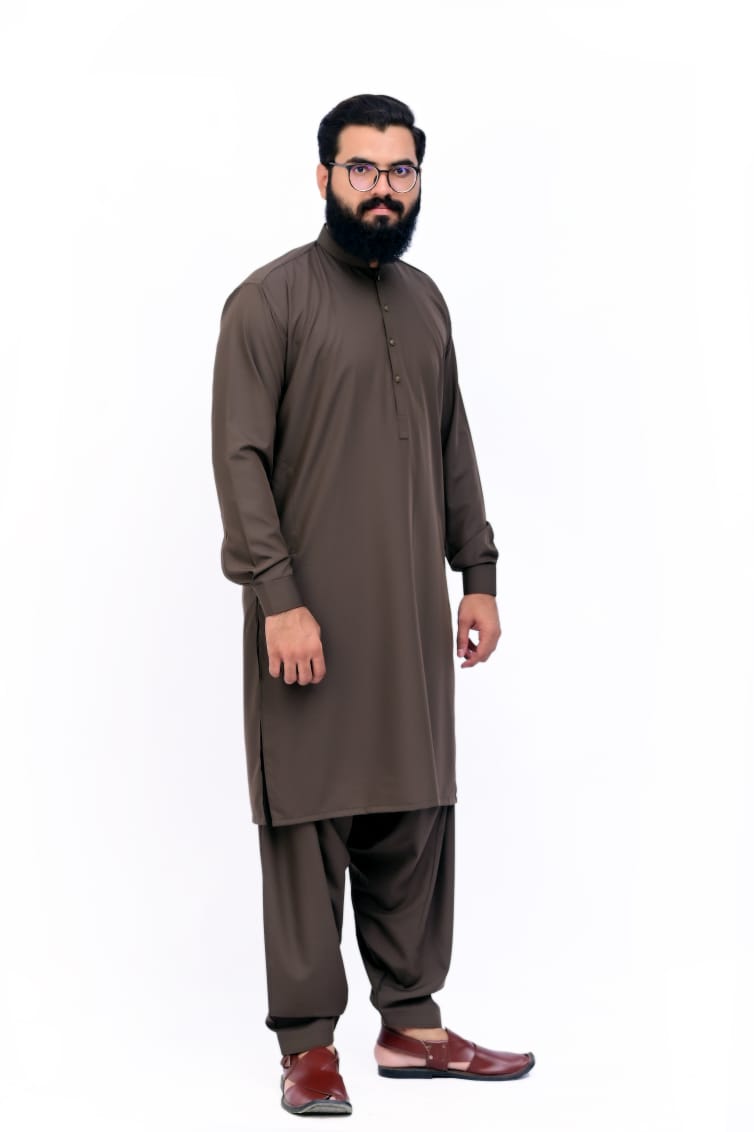 Dark Brown Kameez Shalwar - Wash n Wear