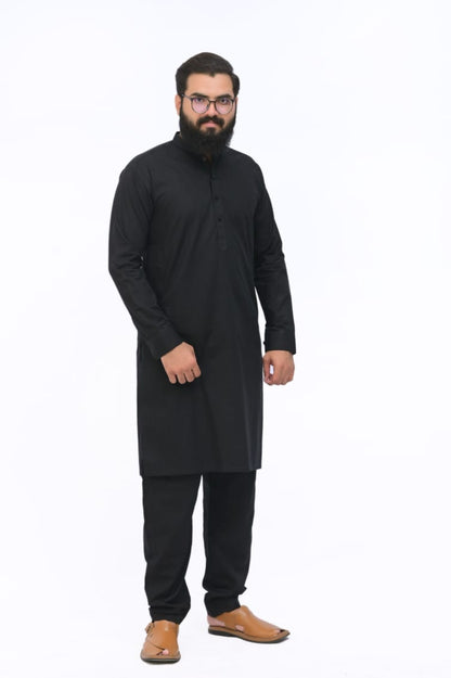 Dark Black Kurta Pajama - Wash n Wear