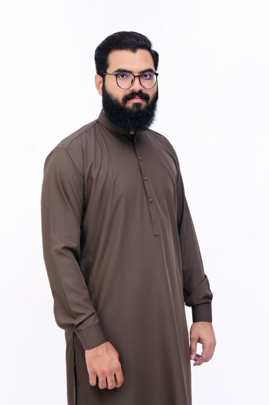 Dark Brown Kameez Shalwar - Wash n Wear