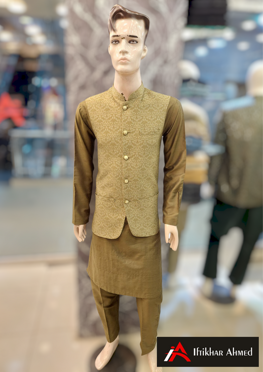 Light Green with Mehndhi Green Embroidery - Waist Coat – Masoori Fabric