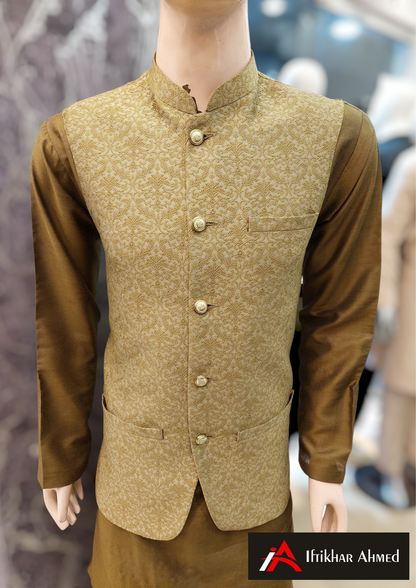 Light Green with Mehndhi Green Embroidery - Waist Coat – Masoori Fabric