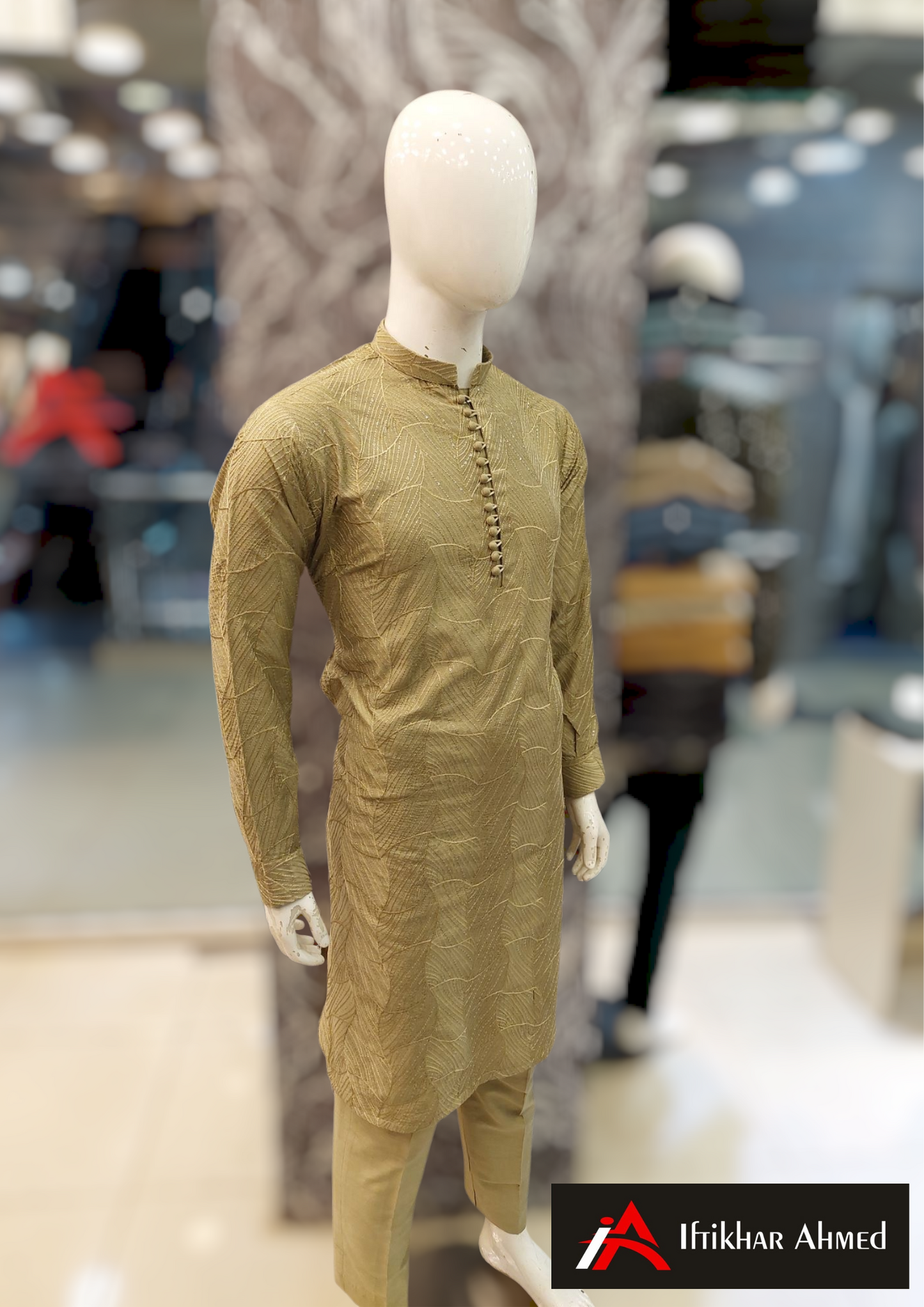 Shampion Green - Kurta Pajama - Masoori Sequence Work - Cotton Silk Fabric